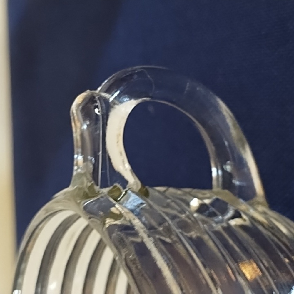 ANCHOR HOCKING MANHATTAN CLEAR GLASS CREAMER & SUGAR BOWL - Picture 4 of 10